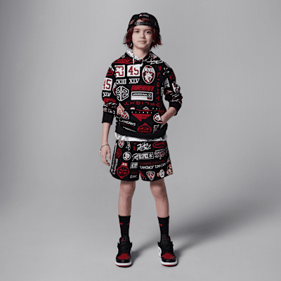 Sudadera con gorro estampada de French Terry para niño talla grande Jordan Essentials