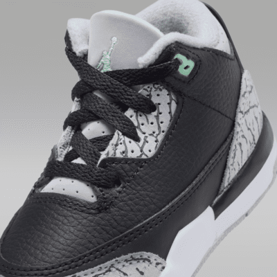 รองเท้าทารก/เด็กวัยหัดเดิน Jordan 3 Retro "Green Glow"