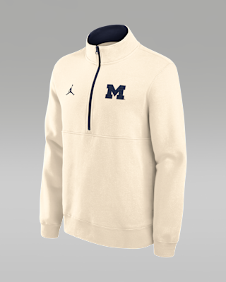Мужские Michigan Primetime Primary Logo Jordan Brand College 1/2-Zip Crew