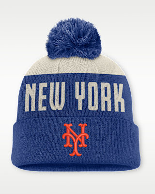 Мужские New York Mets Cooperstown Peak Nike MLB Cuffed Pom Beanie