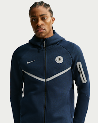 Мужская куртка Chelsea FC Tech Nike Fleece Windrunner Soccer with Reflective Accents для бега