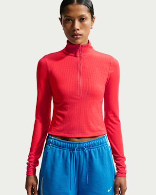 Женские тайтсы Nike Sportswear Chill Knit Tight Quarter-Zip Long-Sleeve Ribbed Top