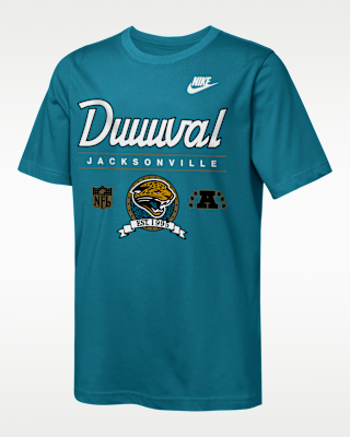 Детская футболка Jacksonville Jaguars Rewind Hometown Slub Big Kids' Nike Dri-FIT NFL