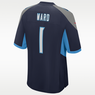 Jersey Nike de la NFL Game para hombre Cam Ward Tennessee Titans 2025 NFL Draft First Round Pick
