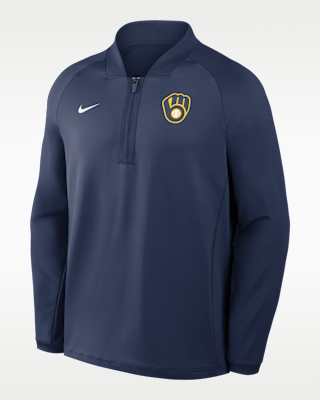 Мужские  Milwaukee Brewers Authentic Collection Nike Dri-FIT MLB 1/2-Zip Long-Sleeve Top