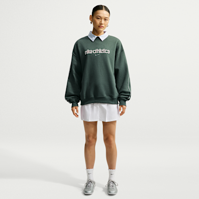 Nike Studio Fleece Orta Kalınlıkta Oversize Kadın Crew Üst görsel 4