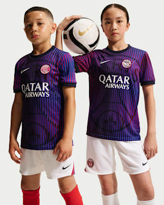 Детские Paris Saint-Germain Away Big Kids' Nike Dri-FIT Soccer Pre-Match Top
