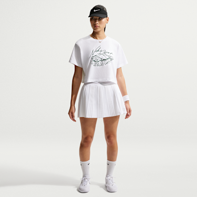 Nike Kısaltılmış Kadın Tenis Tişörtü görsel 4