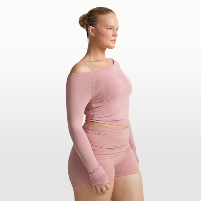 Playera de manga larga con hombros descubiertos para mujer NikeSKIMS Stretch Knit