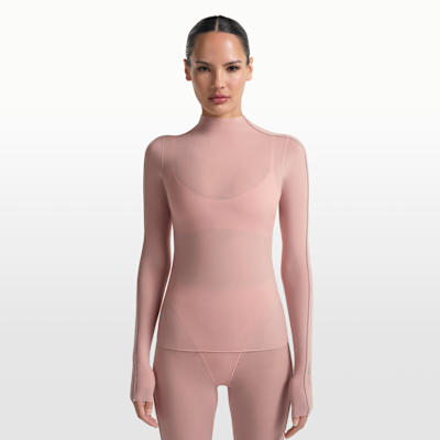 Playera de manga larga con cuello alto para mujer NikeSKIMS Weightless Layers