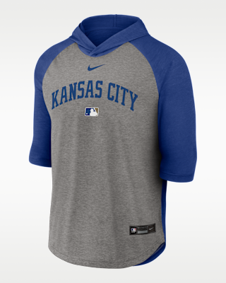 Мужская футболка Kansas City Royals Authentic Collection Flux Nike Dri-FIT MLB 3/4-Sleeve Hooded