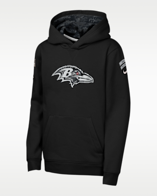 Детское худи Baltimore Ravens Salute to Service Sideline Club Big Kids' Nike NFL Pullover Hoodie