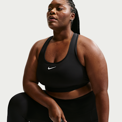 Nike Swoosh Orta Destekli Pedli Kadın Spor Sütyeni (Büyük Beden) görsel 3