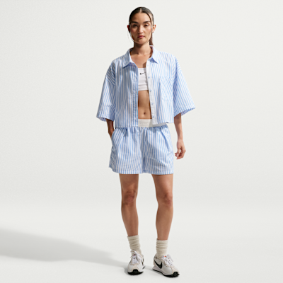 Nike Sportswear Chill Poplin Oversize Çizgili Kadın Üstü görsel 4