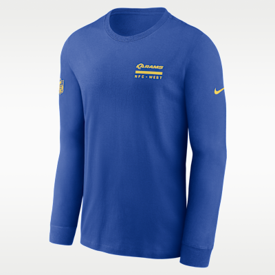 Playera de manga larga Nike Dri-FIT de la NFL para hombre Los Angeles Rams Sideline Team Issue