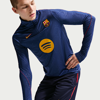 Nike FC Barcelona Strike Üçüncü Nike Dri-FIT Örgü Erkek Futbol Antrenman Üstü görsel 3