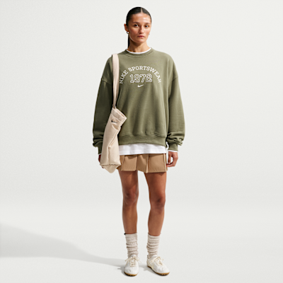 Nike Studio Fleece Orta Kalınlıkta Oversize Kadın Crew Üst görsel 4