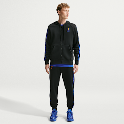 Nike Inter Milan City Side Nike Tam Boy Fermuarlı Erkek Fleece Futbol Kapüşonlu Sweatshirt görsel 4