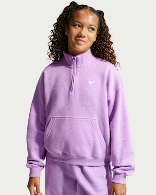 Детские Nike Sportswear Studio Fleece Big Kids' (Girls') Oversized 1/4-Zip Top