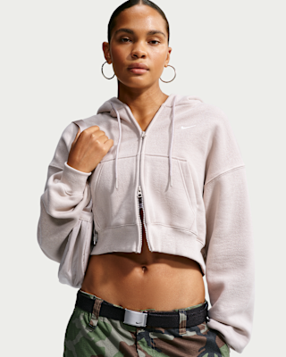 Женское худи Nike Studio Fleece Medium Weight Oversized Full-Zip Cropped Hoodie