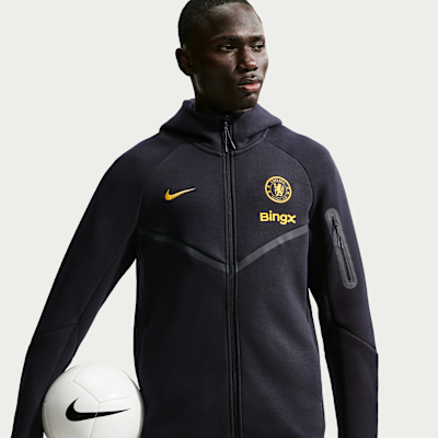 Nike Piłkarska bluza z kapturem i zamkiem na całej długości Chelsea F.C. Tech Fleece Windrunner