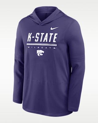 Мужские Kansas State Sideline Nike Dri-FIT College Long-Sleeve Hooded Top