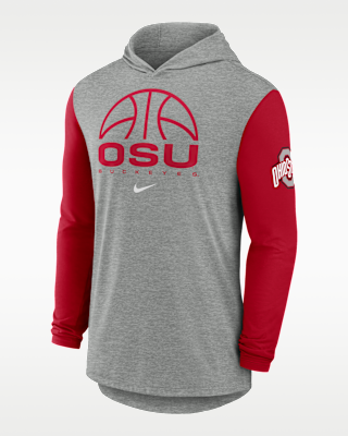 Мужская футболка Ohio State Basketball Nike Dri-FIT College Long-Sleeve Hooded для баскетбола