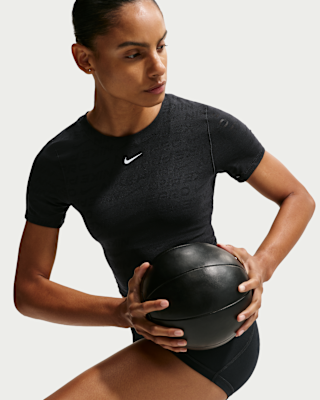 Женские шорты Nike Pro Dri-FIT Short-Sleeve Cropped Jacquard Top