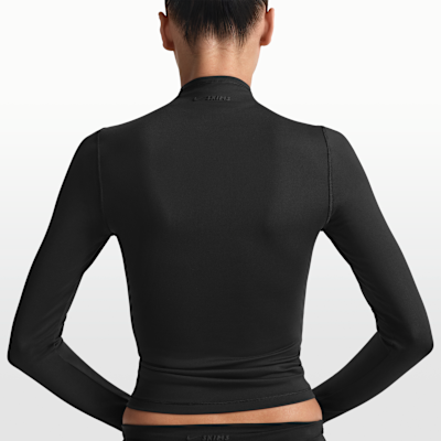 NikeSKIMS 매트 여성 하프집 모크넥 긴팔 탑