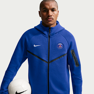 Nike Paris Saint-Germain Tech Fleece Windrunner Nike Tam Boy Fermuarlı Erkek Kapüşonlu Futbol Üstü
