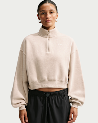 Женские  Nike Studio Fleece Medium Weight Oversized 1/4-Zip Cropped Top