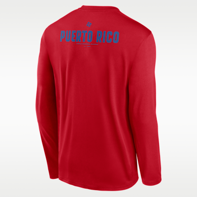 Playera de manga larga Nike Dri-FIT para hombre Puerto Rico National Baseball Team 2026 World Baseball Classic 2-Hit Legend