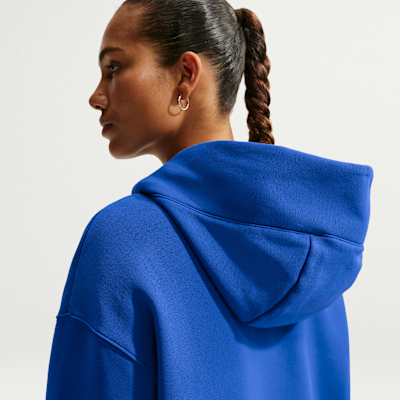 Nike Chelsea FC Phoenix Fleece Nike Football Bol Kesimli Tam Boy Fermuarlı Kapüşonlu Kadın Üstü görsel 2