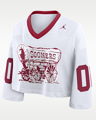 Женские джерси Oklahoma Logo Jordan Brand Dri-FIT College Cropped Jersey