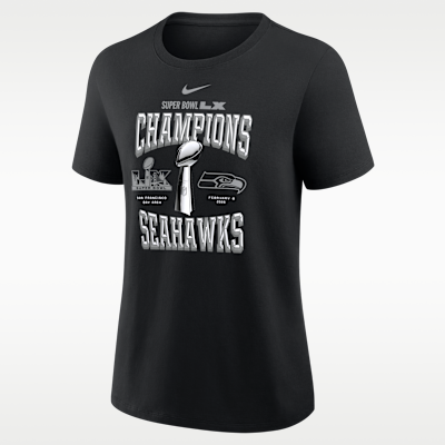 Playera Nike de la NFL para mujer Seattle Seahawks Super Bowl LX Champions Trophy Collection