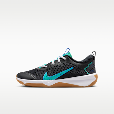 Nike Omni Multi-Court Big Kids' Indoor Court Shoes (Black/Blue Crystal/Total Orange/Clear Emerald)