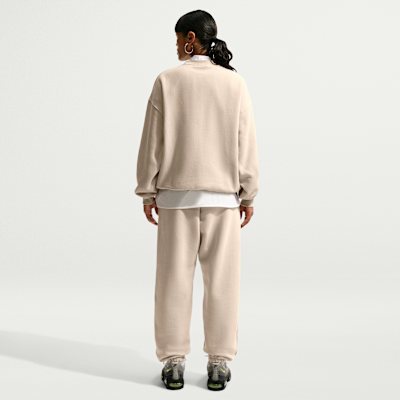 Nike Studio Fleece Orta Kalınlıkta Yüksek Belli Oversize Dar Paça Kadın Eşofman Altı görsel 5