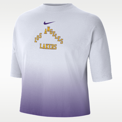 Playera de corte cuadrado Nike NBA para mujer Los Angeles Lakers Courtside City Edition Premium