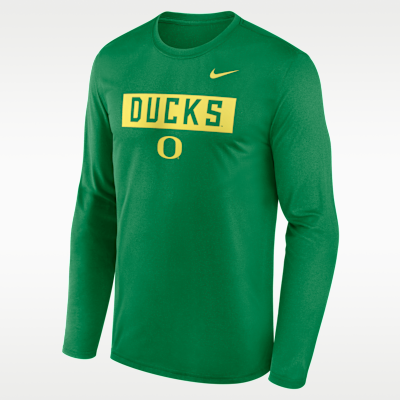 Playera de manga larga universitaria Nike Dri-FIT para hombre Oregon Primetime Legend 2-Hit