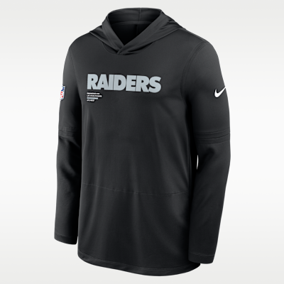 Playera de manga larga Nike Dri-FIT de la NFL con gorro para hombre Las Vegas Raiders Pure Fury Sideline