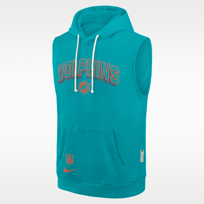 Sudadera con gorro sin cierre sin mangas Nike Dri-FIT de la NFL para hombre Miami Dolphins Sideline