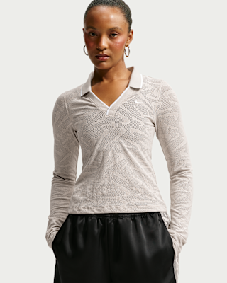 Женские тайтсы Nike Sportswear Chill Knit Tight Mod-Cropped Long-Sleeve Lace Top