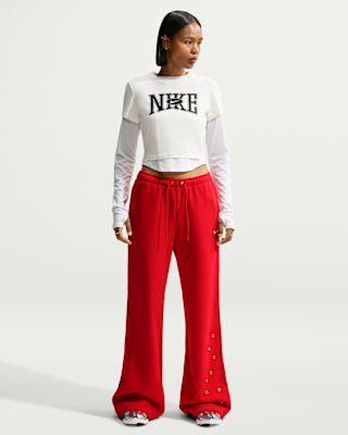 Женские  Nike Studio Fleece Medium Weight Mid-Rise Wide-Leg Pants
