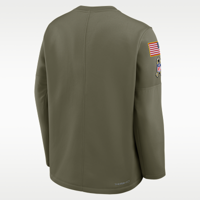 Sudadera de cuello redondo sin cierre Nike de la NFL para hombre Philadelphia Eagles Salute to Service Sideline Triumphant Win Coach