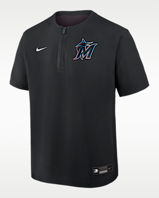 Мужские шорты Miami Marlins Authentic Collection Nike Dri-FIT MLB 1/4-Zip Short-Sleeve Windshirt