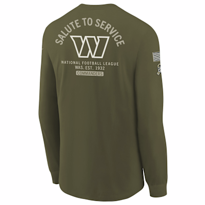 Playera de manga larga Nike de la NFL para niños talla grande Washington Commanders Salute to Service Sideline