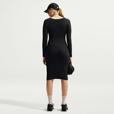 nike chill knit dress Nike Sportswear Chill Knit Women's Tight Long-Sleeve Midi Mini-Rib Dress