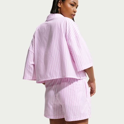 Nike Sportswear Chill Poplin Bol Kesimli Normal Belli Kadın Stripe Şort görsel 4
