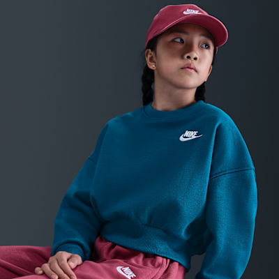 Sudadera de cuello redondo Dri-FIT de corte cuadrado para niña Nike Sportswear Club Fleece