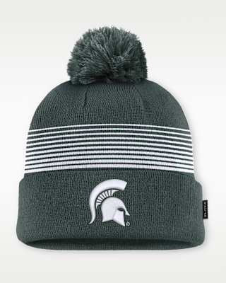 Женские  Michigan State Sideline Peak Nike College Cuffed Pom Beanie